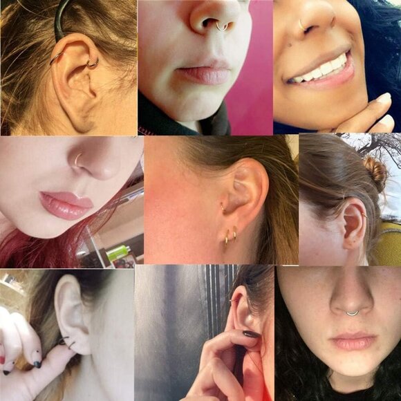 Multi-Gauge Surgical Steel Nose Rings - Smooth Clicker for Cartilage & Tragus - Picture 6 of 6